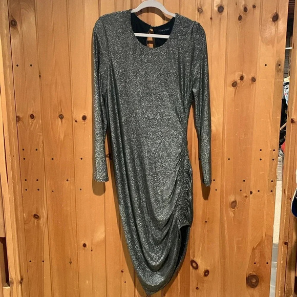 VERONICA BEARD Cyrus metallic ruched dress - Picture 1 of 7